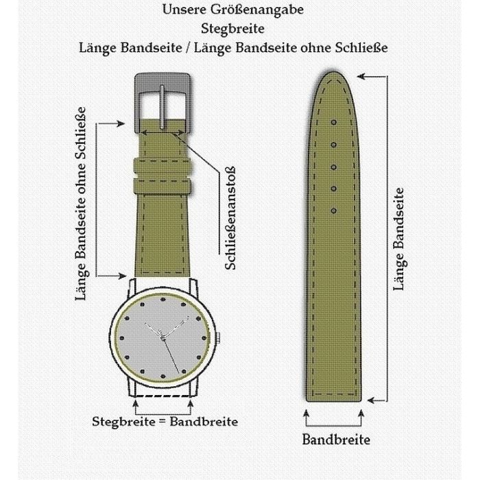 Feinstes Leder Durchzugs-Uhrenarmband Modell Luzern rot 22 mm 