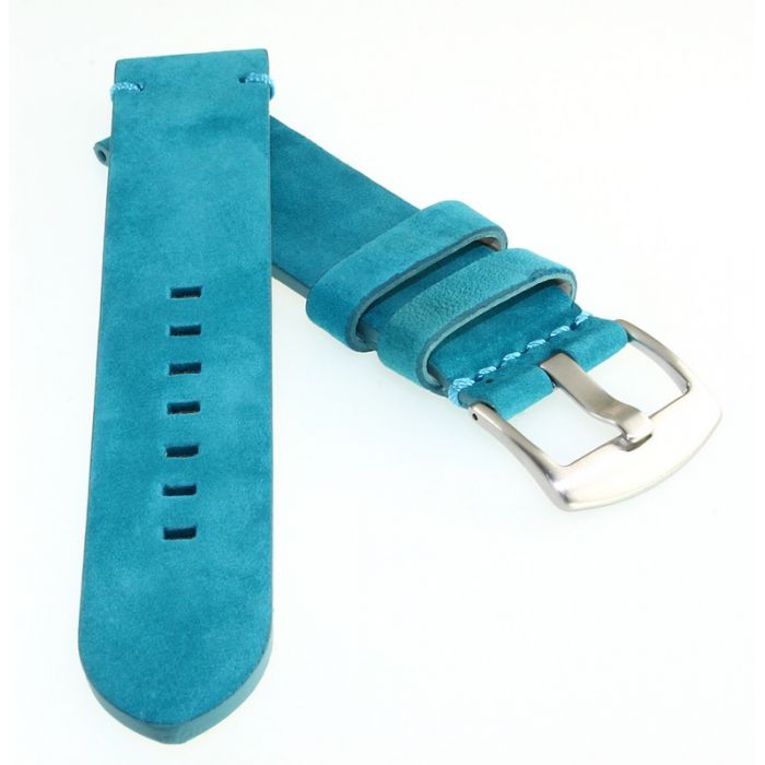 Uhrarmband Uhrband Armband mit Schließe Kroko glänzend Leder-Band 20 mm türkis 