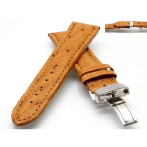 Echt Strauß Uhrenband Modell Liberty-FS cognac 22 mm Faltschließe