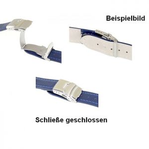 Kalbsleder Uhrenarmband Modell Freiburg-FS blau-WN 18 mm, Faltschließe