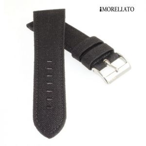 Morellato Canvas Textil Uhrenarmband Modell Cordura schwarz 20 mm, wasserfest