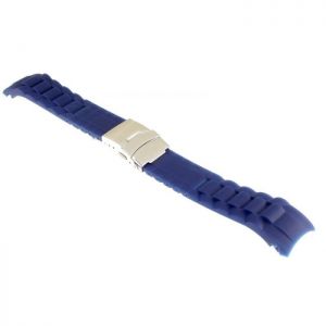 Silikon Rundanstoß Uhrenarmband Modell Round-FS blau 22 mm, Faltschließe