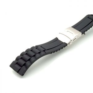 Silikon Uhrenarmband Modell Miami-FS-S schwarz 20 mm, Faltschließe