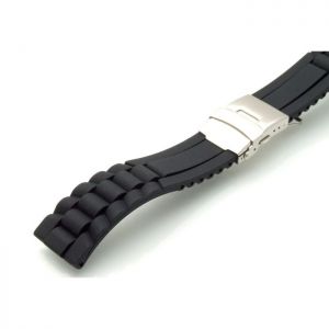 Silikon Uhrenarmband Modell Miami-FS-S schwarz 24 mm, Faltschließe