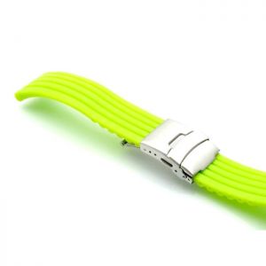 Silikon Uhrenarmband Modell Kreta neon-grün 20 mm, Faltschließe