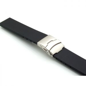 Silikon Uhrenarmband Modell Rhodos-FS-S schwarz 18 mm, Faltschließe