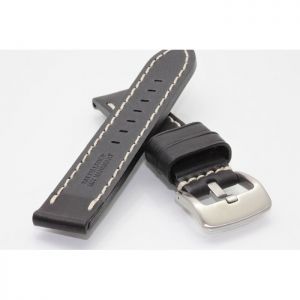 Soft Sattelleder Uhrenarmband Modell Rustica schwarz 24 mm handgenäht