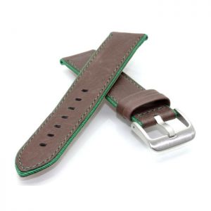 Softweiches Uhrenband mit Bordüre braun-grün 20 mm