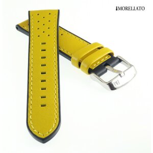 Morellato Hybrid Silikon-Leder Uhrenarmband Modell Flyboard gelb-schwarz 22 mm