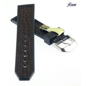 Fluco Hybrid Silikon-echt Alligator Uhrenarmband Modell Sydney mocca 20 mm