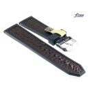 Fluco Hybrid Silikon-echt Alligator Uhrenarmband Modell Sydney mocca 20 mm