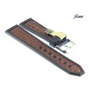 Fluco Hybrid Silikon-echt Alligator Uhrenarmband Modell Sydney cognac 22 mm