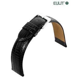 Eulit Teju-Eidechse Uhrenarmband Modell Tango schwarz 22 mm