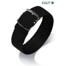 Eulit Perlon Durchzugs-Uhrenarmband Modell Kristall-XL schwarz 16 mm