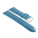 Feines Alligator Leder Uhrenarmband Modell Genf-71S NL petrol-blau 24 mm