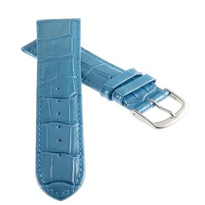 Feines Alligator Leder Uhrenarmband Modell Genf-71S XL-extralang petrol-blau 18 mm