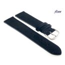 Fluco Veloursleder Uhrenarmband Modell Oslo-NL schwarz 18 mm Handarbeit