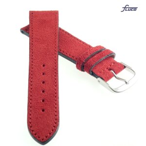 Fluco Veloursleder Uhrenarmband Modell Oslo-NL rot 18 mm Handarbeit