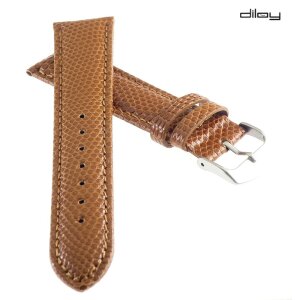 Diloy echt Eidechse Uhrenarmband Modell Sierra cognac-TiT 18 mm