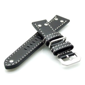 Flieger Style Uhrenarmband mit Bügel Modell Cavarust schwarz 20 mm