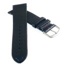 Echt Elch-Leder Uhrenarmband Modell Vancouver schwarz-blau 16 mm