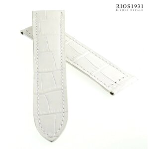 Alligator Ersatz-Uhrenarmband für Cartier Tank weiß 16/14 mm für Faltschließe
