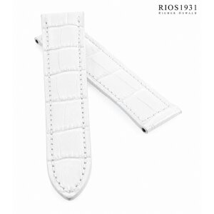 Alligator Ersatz-Uhrenarmband für Cartier Tank weiß 18/16 mm für Faltschließe, Damenlänge