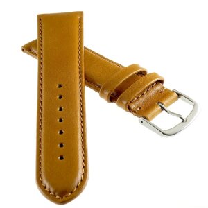 Feines englisches Bridle-Leder Uhrenarmband Modell Cambridge-XL cognac 18 mm