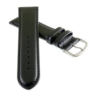 Feines englisches Bridle-Leder Uhrenarmband Modell Cambridge-XL schwarz 20 mm