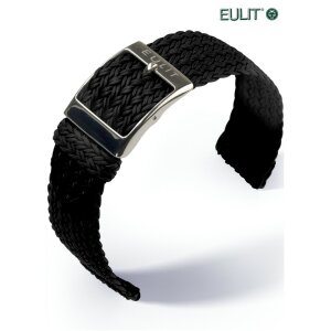 Eulit Perlon Uhrenarmband Modell Palma-Pacific-SP XL-extralang schwarz 18 mm