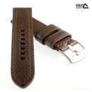 GEO-Straps Vollrindleder Uhrenarmband Modell Peninsula dunkelbraun-TiT 24 mm