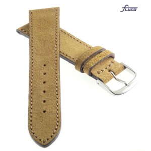 Fluco Veloursleder Uhrenarmband Modell Oslo-XS cognac 16 mm Handarbeit