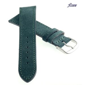Fluco Veloursleder Uhrenarmband Modell Oslo-XS dunkel-grün 18 mm Handarbeit