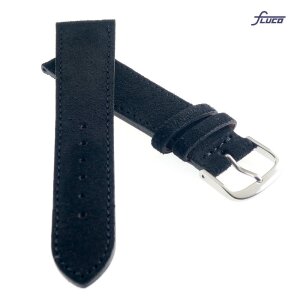 Fluco Veloursleder Uhrenarmband Modell Oslo-XS schwarz 22 mm Handarbeit