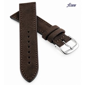 Fluco Veloursleder Uhrenarmband Modell Oslo-XL mocca 22 mm Handarbeit