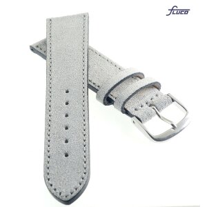 Fluco Veloursleder Uhrenarmband Modell Oslo-NL hell-grau 22 mm Handarbeit