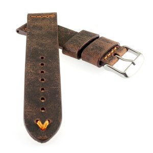 Echt Kamelleder Vintage Uhrenarmband Modell Karawan mocca-ON 24 mm