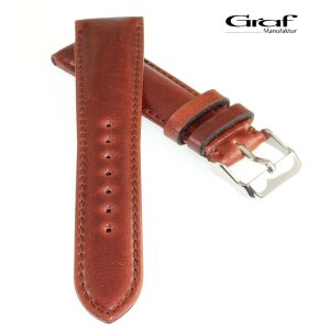 Graf Shell Cordovan Uhrenarmband Modell Appaloosa mahagoni 19 mm, Handarbeit