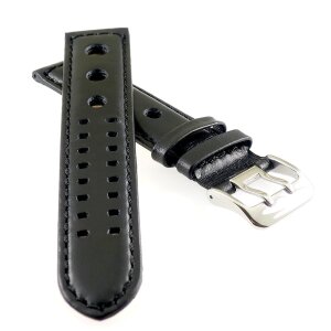 Rindleder Uhrenarmband Modell Mainz Rallye schwarz 24 mm, Vegetabil