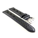Rindleder Uhrenarmband Modell Mainz Rallye schwarz 24 mm, Vegetabil