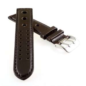 Rindleder Uhrenarmband Modell Mainz Rallye mocca 24 mm, Vegetabil
