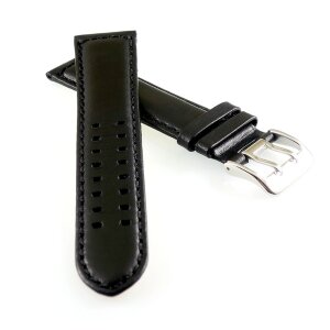 Rindleder Uhrenarmband Modell Mainz schwarz 24 mm, Vegetabil