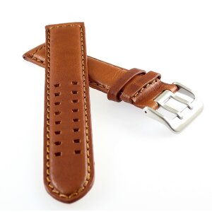 Rindleder Uhrenarmband Modell Mainz cognac 24 mm, Vegetabil
