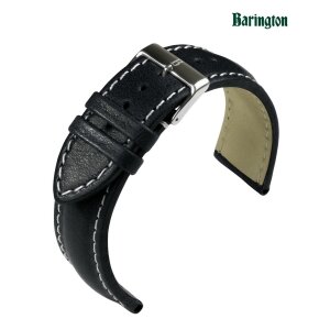 Barington Rindleder Uhrenarmband Modell Chronomaster schwarz 20 mm, Handmade
