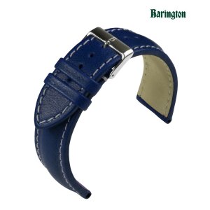 Barington Rindleder Uhrenarmband Modell Chronomaster blau 18 mm, Handmade