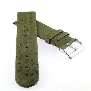 Feines echt Kork Uhrenarmband Modell Korky grün 20 mm