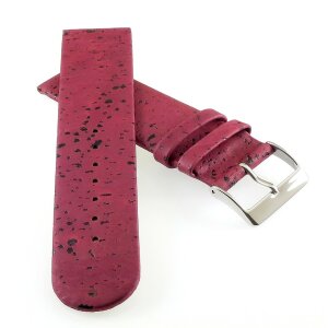 Feines echt Kork Uhrenarmband Modell Korky bordeaux-rot 20 mm