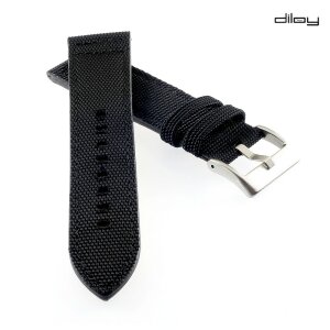 Diloy Canvas Textil Uhrenarmband Modell Discover schwarz 20 mm