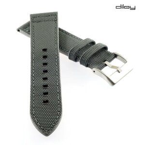Diloy Canvas Textil Uhrenarmband Modell Discover grau-silber 20 mm