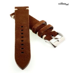 Diloy Veloursleder Uhrenarmband Modell Ascona mocca 24 mm